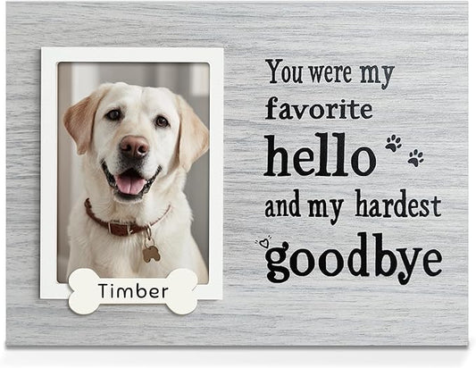 Dog Memorial Gifts for Loss of Dog, Pet Memorial Frame, Cat Memorial Gift, Pets Loss Sympathy Gifts, Wooden Dogs Memorial Picture Frame with DIY Name Options