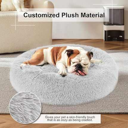 DogBaby Dog Bed, Anti-Anxiety Donut Cuddler Warming Cozy Soft Round Bed, Fluffy Calming Dog Beds for Small Dogs Cats, Washable Pet Bed