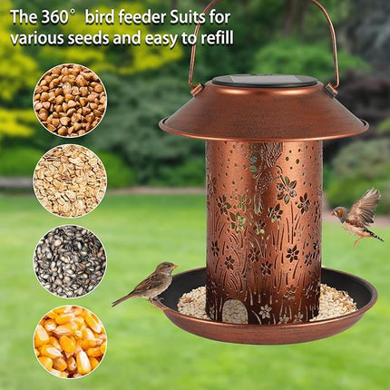 Bird Feeders for Outdoors Hummingbird Solar Lanterns Outdoor Waterproof Hanging Garden Decor Birthdays for Women Mom Metal Solar Decoration Outside for Yard, Patio,
