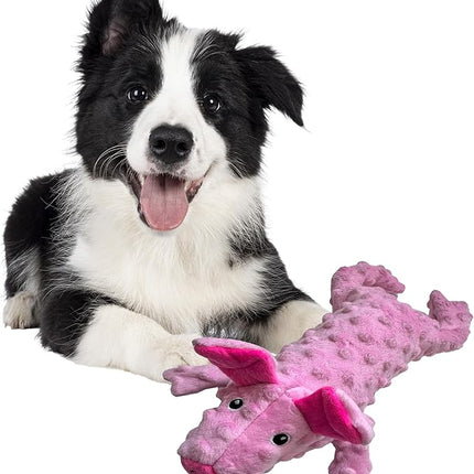 SPOT Skinneeez Extreme Stuffers Pig - Stuffing Free Dog Toy With Squeaker & Rip Stop Mesh Lining for Durability- Insert Plastic Bottle for Extra Crunch, For Small to Medium Puppies & Dogs - 14in