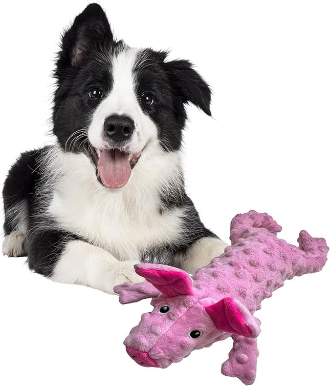 SPOT Skinneeez Extreme Stuffers Pig - Stuffing Free Dog Toy With Squeaker & Rip Stop Mesh Lining for Durability- Insert Plastic Bottle for Extra Crunch, For Small to Medium Puppies & Dogs - 14in