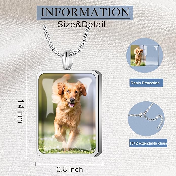 Fanery Sue Pet Ashes Necklace Cremation Jewelry Personalized Picture&Quote Memorial Gifts for Loss of Dog/Cat Urn Necklaces Pets Loss Sympathy Gift Keepsake for Women