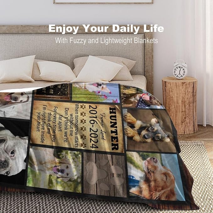 Artsadd Custom Dog Memorial Gifts for Loss of Pet Cat, Personalized Dog Memorial Blanket with Photos, Pet Memorial Gifts, Pet Loss Gifts, Pet Memorial Throw Blanket, Gifts for Pet Cat Lovers