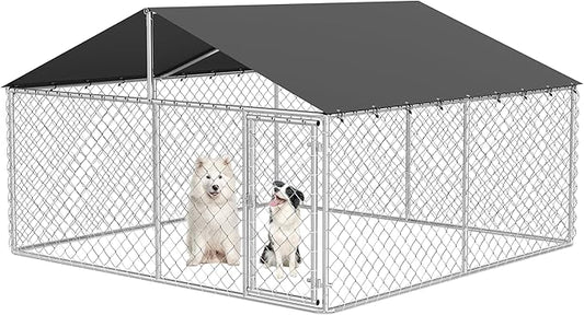 120"x 120" Outdoor Dog Enclosure Heavy Duty Dog Kennel House Mesh Dog Big Cage Pet Kennel Steel Fence with Secure Lock