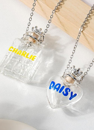 callie Personalized Pet Fur Memorial Necklace - Custom Name, Dog Cat Hair Ashes Storage Glass Necklace, Birthday Memory Jewelry Gifts for Women Pet Lovers