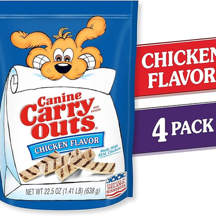 Canine Carry Outs Dog Treats, Chicken Flavor, 22.5 Ounce (Pack of 4), Made with Real Chicken