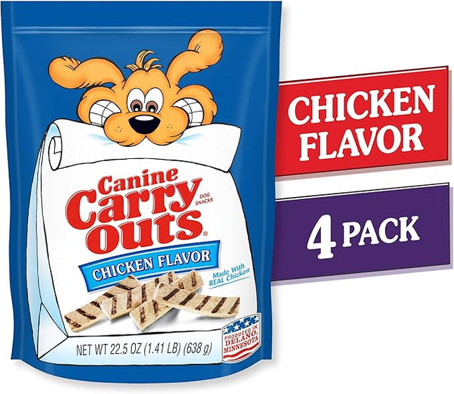 Canine Carry Outs Dog Treats, Chicken Flavor, 22.5 Ounce (Pack of 4), Made with Real Chicken