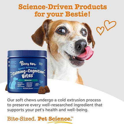 Zesty Paws Senior Advanced Calming & Cognition Soft Chews for Dogs - Supplements for Dog Brain Health & Nervous System Support + Calming & Relaxation -with Ashwagandha, DHA & Melatonin