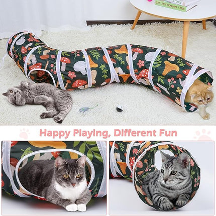 Glittme Cat Tunnel, Cat Tunnels for Indoor Cats, S-Shape Cats Cave with Cat Toys, Foldable Cat Tubes and Tunnels for Cats, Rabbit, Puppy, Guinea Pig