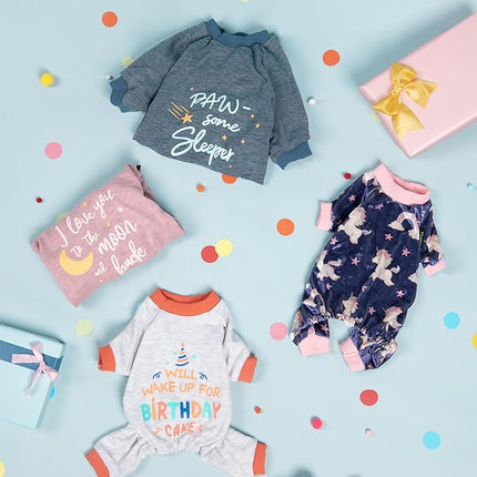 Fitwarm I Love You to The Moon and Back Dog Pajamas, Dog Clothes for Small Dogs Girl, Pet Onesie, Cat Outfit, Mid-Weight Velvet, Pink, Large