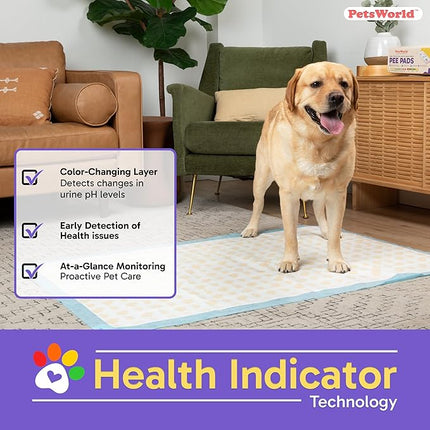 PETSWORLD Health Monitoring Dog Pee Pads – 37x54 Inch, 50 Count 3XL Color-Changing Potty Pads | Detects Health Issues | Leak-Proof, Ultra Absorbent, Odor Control