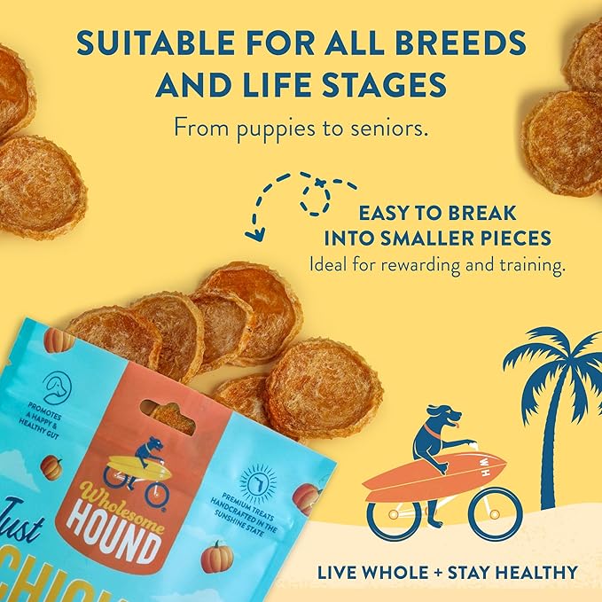 Chicken & Pumpkin Chips – Single Ingredient Dog Treats, All Natural & Healthy Training Snacks for Small, Medium & Large Breeds, Puppies – High Protein, Made in USA 3oz