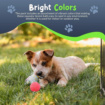 Squeaky Mini Tennis Balls for Small Dogs Puppy - 1.5 Inch - 6 Pack - Dog Toys for Small Dogs, Training Positive Reinforcement, Interactive Fetch Tiny Squeaker Balls for Ball Launcher