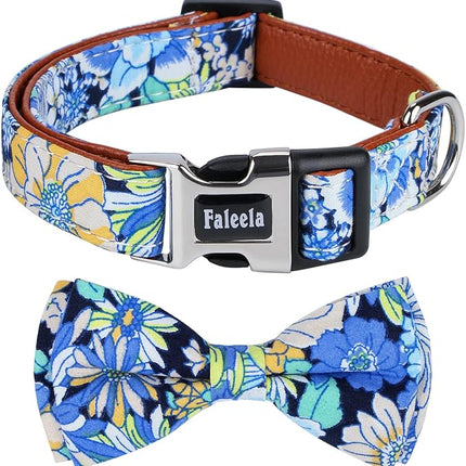 Faleela Cute Soft Girl Dog Collar with Bow, Bowtie Dog Collar for Boy,Detachable Adjustable Collar for Small Medium Large Pet