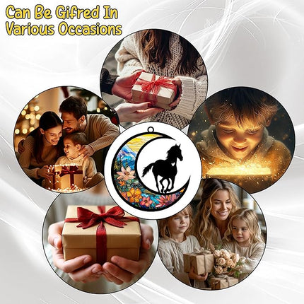 Horse Memorial Suncatcher, Personalized Pet Loss Gift with Name & Date, Sympathy Rainbow Bridge Remembrance, Horse Lover Bereavement Gifts, Hanging Window Decor & Ornament