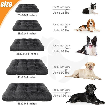 KSIIA Dog Crate Bed Washable Jumbo Dog Beds for Large Dogs Deluxe Plush Fluffy Comfy Thick Kennel Pad Anti-Slip & Anti-Scratch Pet Sleeping Mat, 48 x 29 Inch, Dark Gray