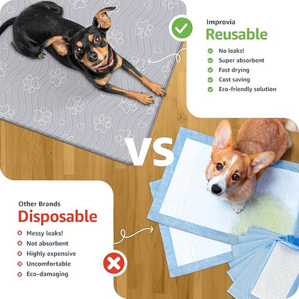 IMPROVIA® Reusable Puppy Pad – Waterproof, Extra-Absorbent, Washable Pee Pad for Dog Training, Whelping, & More – Protect Your Floors & Pet with Quick-Drying Potty Pad (Paws & Hearts, Small 18"x24")