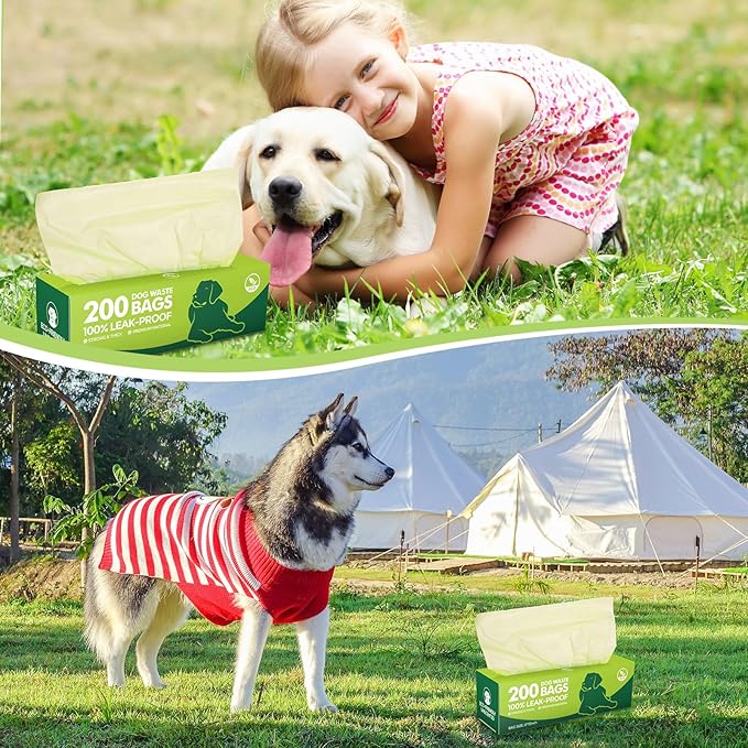 Harloon 6000 Counts Dog Poop Waste Bags 30 Rolls 12 x 8 Inches Extra Thick Strong Leak PET Proof Bags Disposable Bulk Universal Doggy Roll Waste Box for Puppy Outdoor Walking Travel(Green)