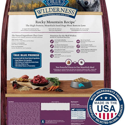 Blue Buffalo Wilderness Rocky Mountain Recipe Natural High-Protein Dry Food for Large Breed Dogs, Bison & Grain, 28-lb bag