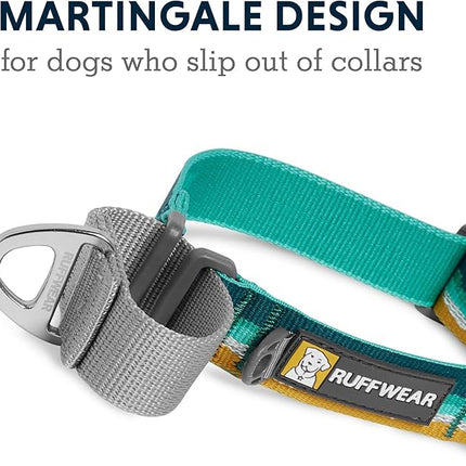 Ruffwear, Web Reaction Dog Collar, Escape-Proof Security Buckle, Adjustable Anti-Slip Martingale Collar with Durable Nylon Tubelok Webbing & Silent ID Attachment, Seafoam, 23"-26"
