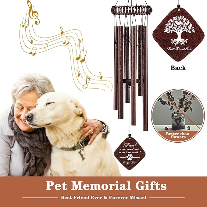 28" Pet Memorial Wind Chime, Dog Memorial Gifts for Loss of Dog, Dog Passing Away Gift, Dog Sympathy Bereavement Remembrance Gift