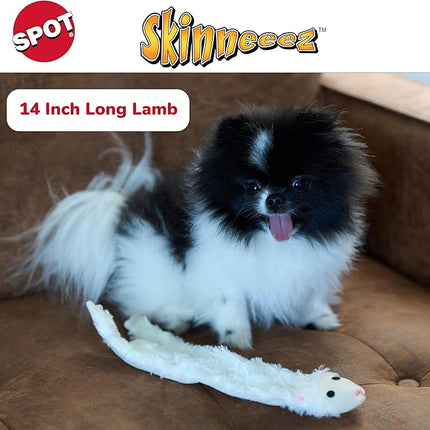 SPOT Skinneeez Crinklers Lamb - Stuffing-Free Dog Toy with Crinkle & Squeaker Sounds, Durable for Moderate Chewers, Tug Toy for Small Dogs & Puppies, 14in