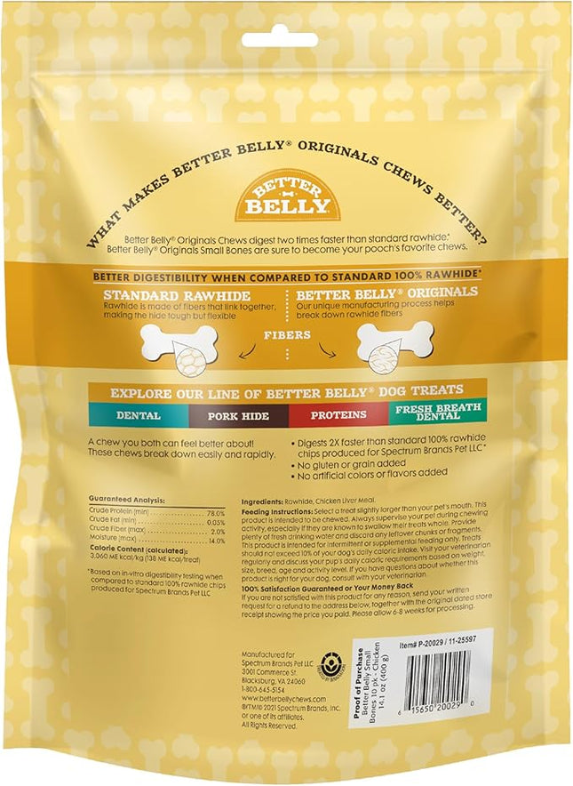 Better Belly Chicken Liver Rawhide Small Dog Bones, 10-Count