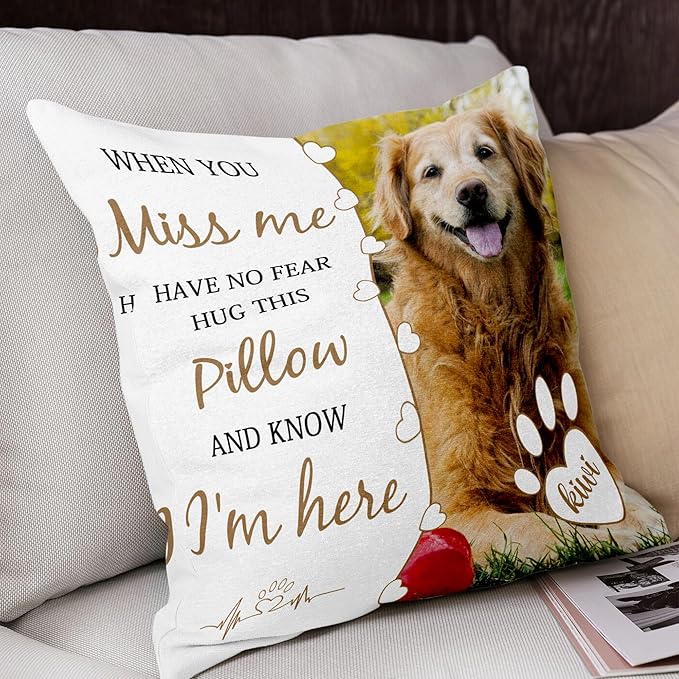 Funny DIY Custom Pet Memorial Gifts for Loss of Dogs, Personalized Dog Memorial Throw Pillows with Pictures Name, Pet Memorial Pillow, Customized Bereavement Sympathy Gifts for Pet Dog Cat Lover