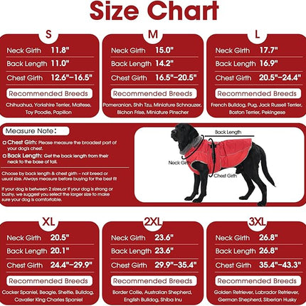 QBLEEV Warm Dog Jacket - Reflective, Adjustable Winter Coat with Turtleneck for Cold Weather, Waterproof Fleece Snowsuit for Small, Medium, Large Dogs