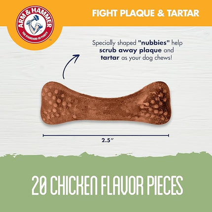 Arm & Hammer for Pets Nubbies Dental Treats for Dogs with Baking Soda & Calcium, Treat Chews Help Fight Bad Breath, Plaque & Tartar without Brushing, Chicken Dog, Sm Size, 20 Pcs (Packaging may vary)