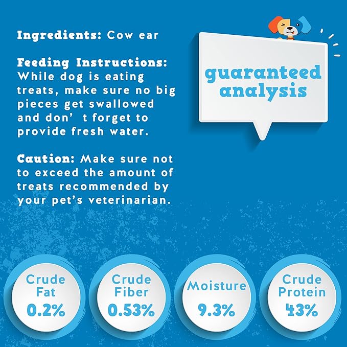 Jack&Pup Natural Cow Ears for Dogs - Cow Ear Dog Treats, Thick Cut, Single Ingredient, High Protein, Pig Ear Alternative Dog Treats - Cow Ears for Small and Large Dogs (15 Pack)