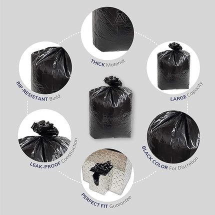 ActiveDogs Dog Poop Bucket Bags 12PK - Heavy Duty 5 Gallon Poop Bags for Dogs Waste Removal Trash Can, Bucket or Pail - Extra Thick 1.2ml Plastic Tear Resistant & Leak Proof Refill Liners