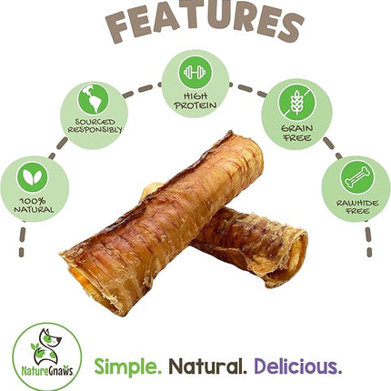 Nature Gnaws Beef Trachea Chews for Dogs 6" (6 Count) - Long Lasting Natural Crunchy Dog Chew Bones - Rawhide Free
