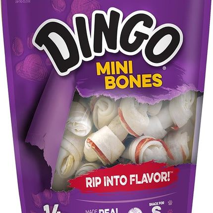Dingo 95014 Mini Bones, Rawhide For Small/Toy Dogs, Red,14-Count