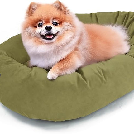 Majestic Pet 24 Inch Suede Calming Dog Bed Washable 24x19x7 (Inch) – Cozy Soft Round Donut Dog Bed with Spine Support for Dogs to Rest Their Head - Pet Bed Small – Sage (2025)