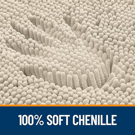 OLANLY Bathroom Rugs 44x24, Extra Soft Absorbent Chenille Bath Rugs, Rubber Backing Quick Dry, Machine Washable Bath Mats for Bathroom Floor, Tub and Shower, Home Decor Accessories, Sand