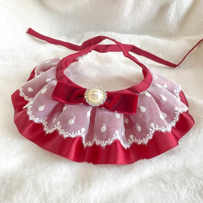 2PCS Christmas Dog Cat Collar Red Velvet Bow Pet Bib Cute Scarfs Necklace Neck Strap for Pet Costume Supplies