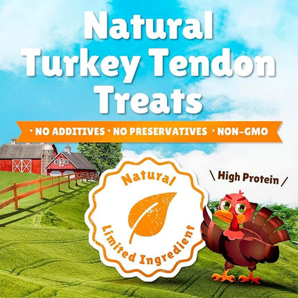 Gourmet USA Turkey Tendons by Sancho and Lola’s (4 Ounces) 100% Natural and 100% American Dog Chew Treat - A Healthy Snack for Healthy Pups