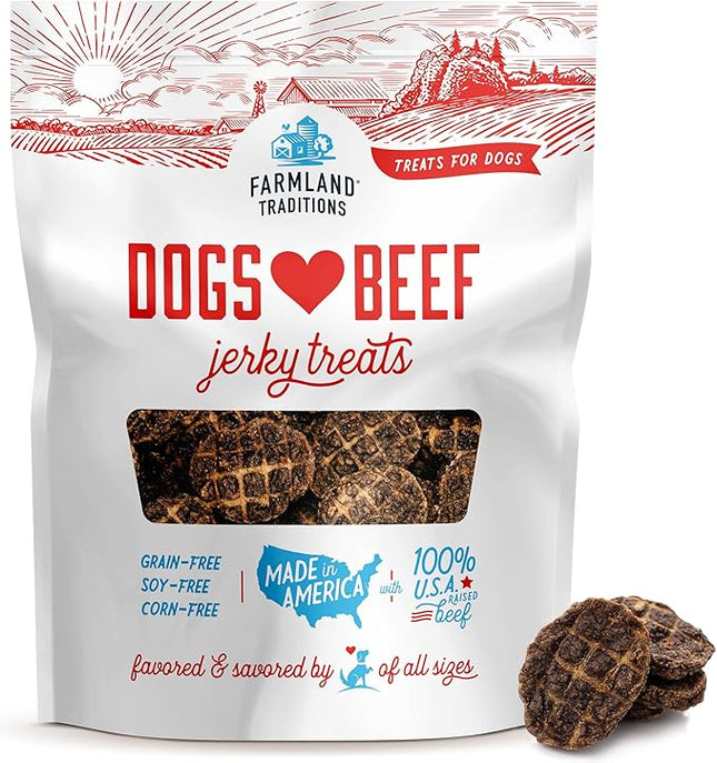 Farmland Traditions Dogs Love Beef Jerky Dog Treats with Only 3 Ingredients and No Fillers, 2.5 Pound (Pack of 1).