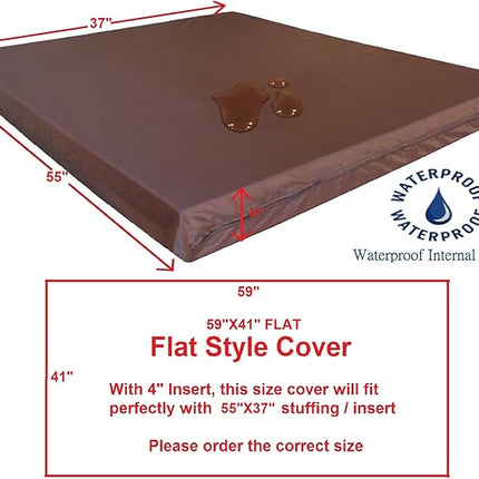 Dogbed4less 2 Pack Internal Duvet Case Waterproof Zipper Dog Bed Cover for XXL Large 55"x37"X4" Memory Foam Pad Pet Bed - 59"x41" Flat