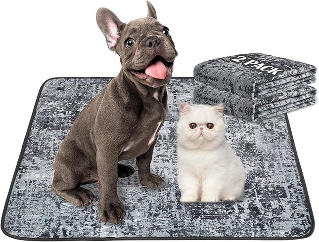 Qeils Washable Pee Pads for Dogs, 2 Pack Reusable 36"x41" Super Absorbent Leakproof Training Pads, Non-Slip Potty for Crate, Floor, Couch, Whelping Litter Mat Puppy Supplies