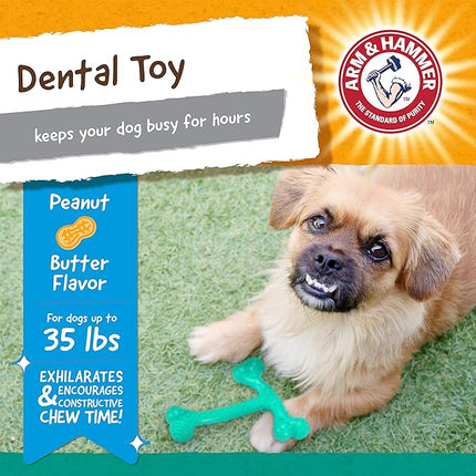 Arm & Hammer Ora-Play T-Bone Dental Chew Toy for Dogs Best Dog Chew Toy for Moderate Chewers Reduces Plaque & Tartar Buildup Without Brushing, Peanut Butter Flavor (Pack of 24)