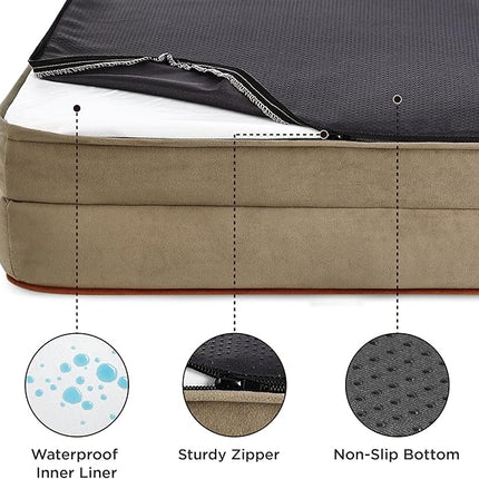 Bedsure Orthopedic Dog Beds for Small Dogs - Washable Small Dog Cat Bed Waterproof, Comfort Pet Couch Sofa with Washable Removable Cover, Pets Bed with Nonskid Bottom, Hazel, 24"
