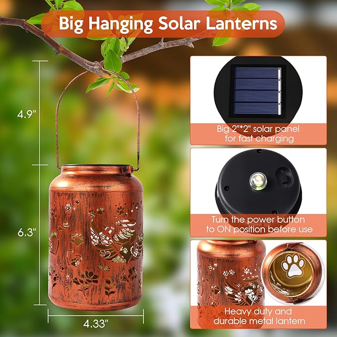 Dog Memorial Solar Lanterns, Thoughtful Angel Paw Memorial Gifts for Loss of Dog, Pet Sympathy Passing Away Remembrance Bereavement Gift for Outdoor Pet Death Memorials Funerary Garden Grave