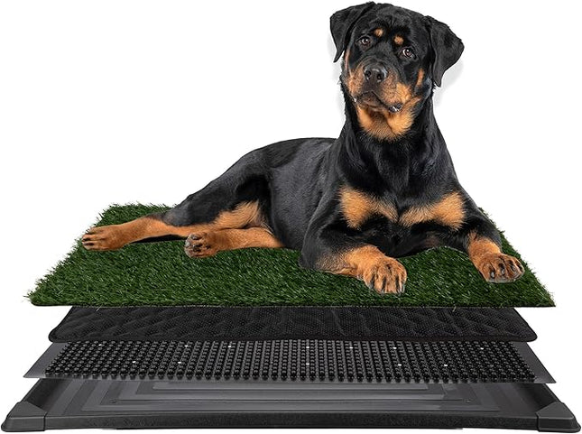 Artificial Grass Puppy Pee Pad for Dogs and Small Pets - 41X27 Inch, Reusable 4-Layer Turf Pads for Dogs with Tray - Indoor and Outdoor Fake Grass Potty Pet Supplies by PETMAKER