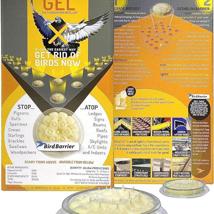 Bird Barrier Optical Gel 24 Pack | Natural Multisensory Bird Deterrent | Easy Installation | Discreet Appearance | Long-Lasting Solution | Repels Birds on Roofs, Beams Signs, Soffits, Ledges, and More