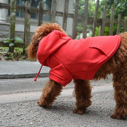 Lovelonglong Blank Basic Hoodie Sweatshirt for Dogs 100% Cotton Fits Small Medium Dachshund Large Dog Red L