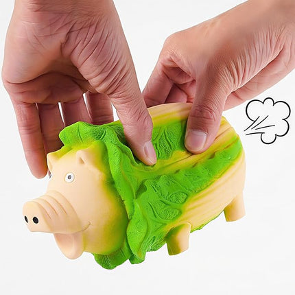 3-Pack Squeaky Vegetable - Shaped Pig Dog Toys with Grunts & Oinks,Durable Rubber Puppy Chew Toys with Interactive Latex Design
