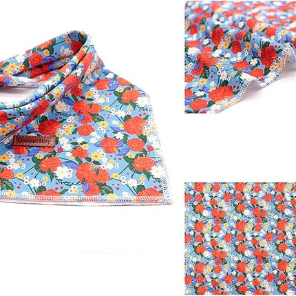Lionheart glory Dog Bandana 1 Pack Washable Soft Cotton Floral Print Bibs Scarf, Adjustable Kerchief Square Dog Bandanas for Large Dogs