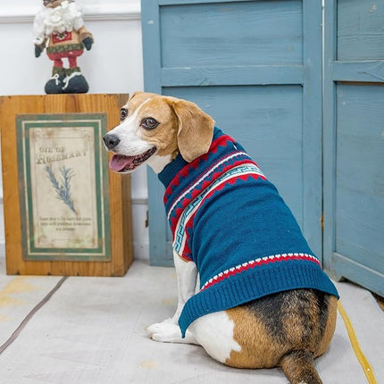 BINGPET Christmas Dog Sweaters for Winter,Turtleneck Classic Knit Dog Sweaters for Small Medium Large Dogs,Nblue Knitted Holiday Sweaters for Outdoors Playing,Warm Puppy Dog Cat Clothes,S